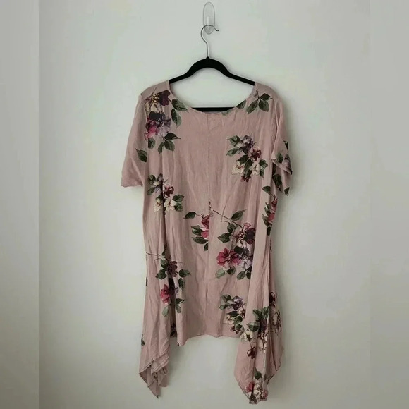 Made in Italy linen floral tunic top open side - Picture 9 of 12